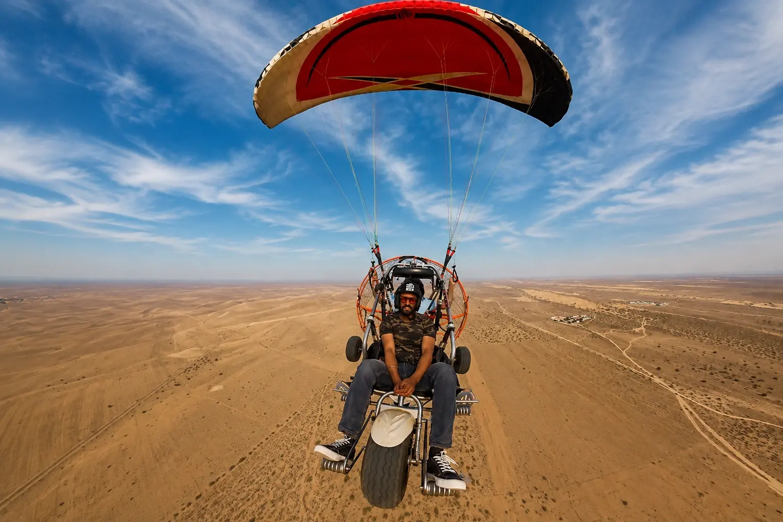 Paramotoring in the Jaisalmer desert