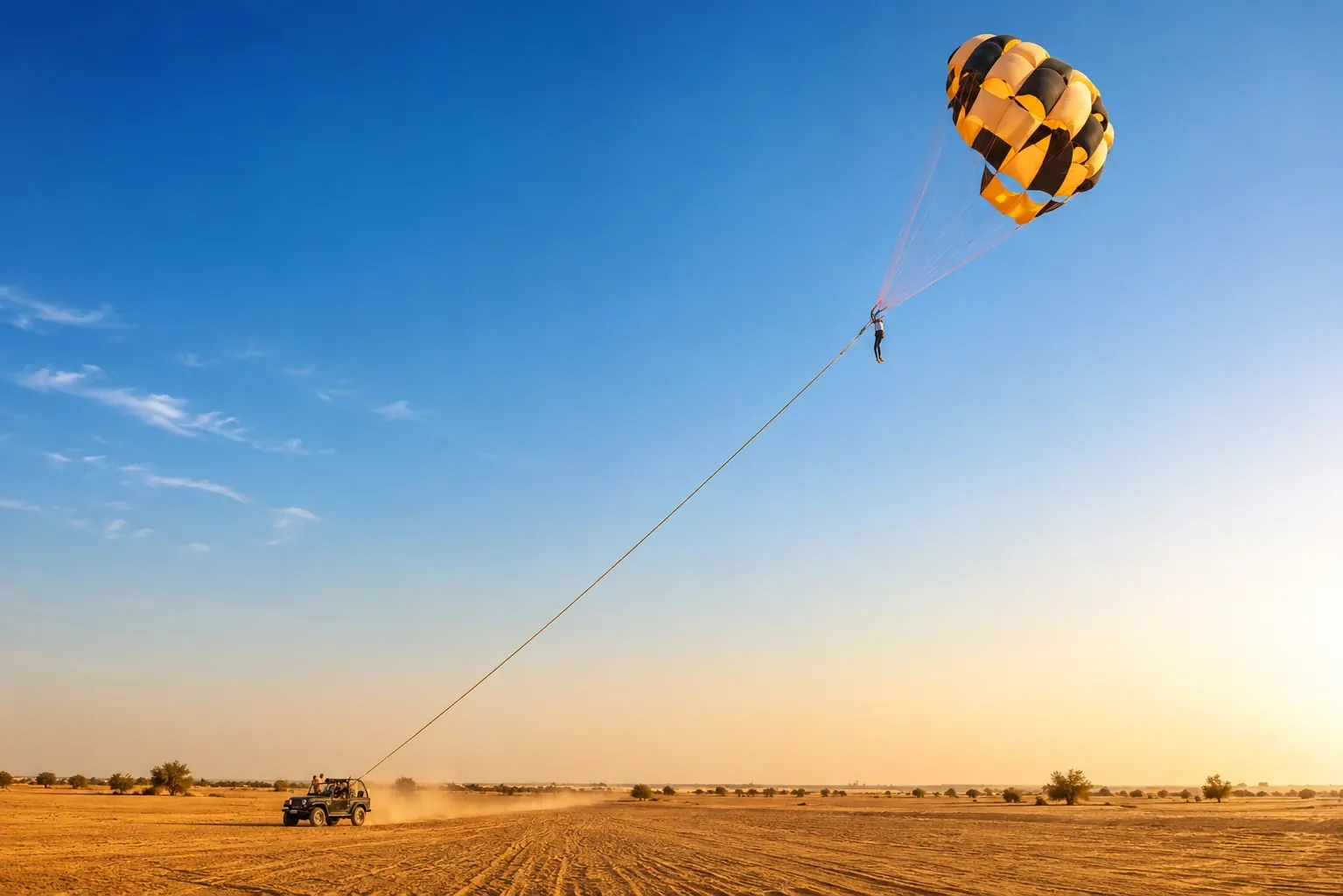 Parasailing in the Jaisalmer desert